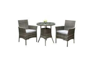 Virginia Deluxe Rattan 2 Seater Round Bistro Set - Grey