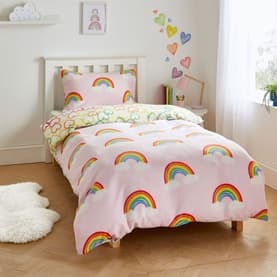 Rainbow Hearts Duvet Set Pink