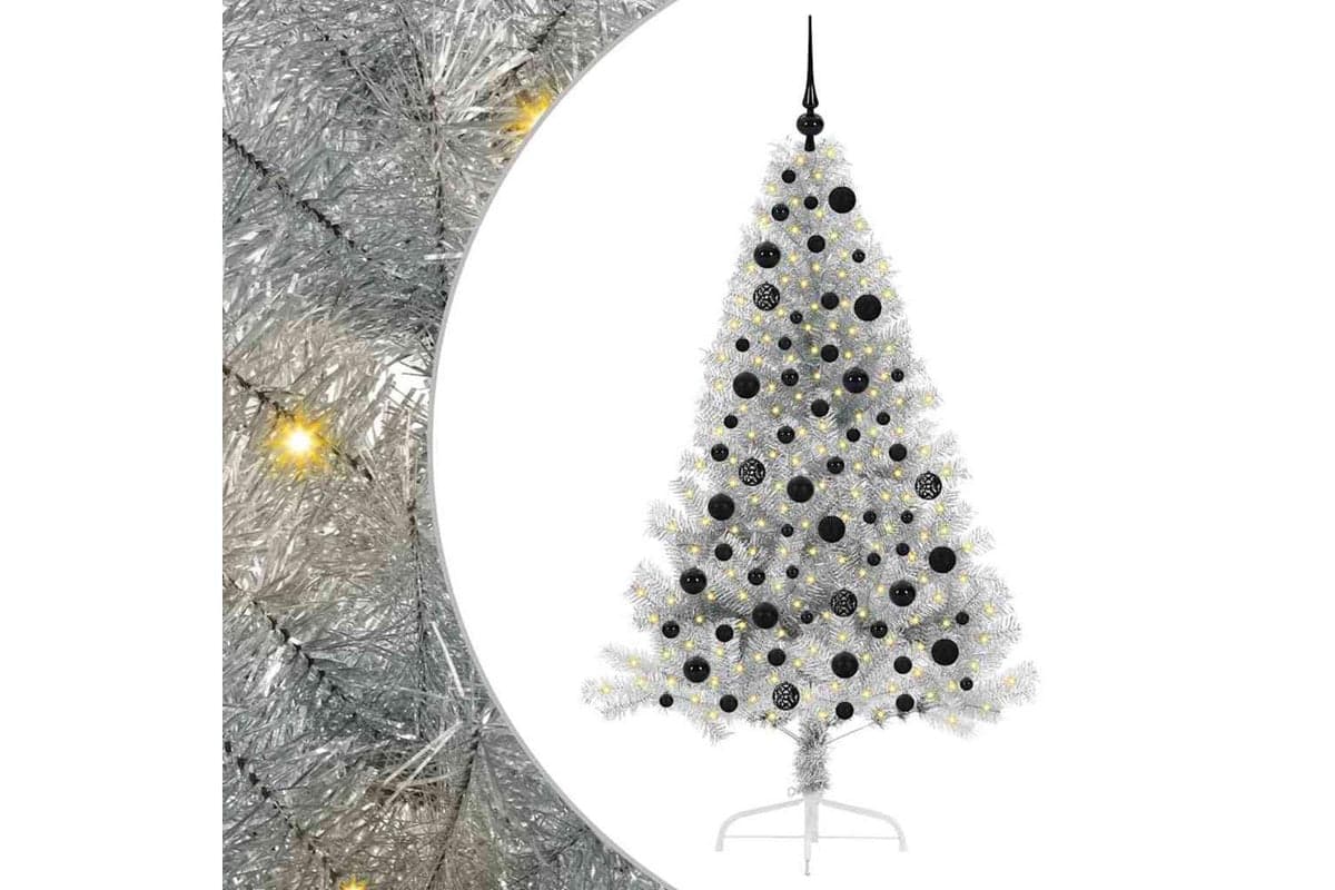 Vidaxl Artificial Pre-lit Christmas Tree Silver 180 Cm Pet