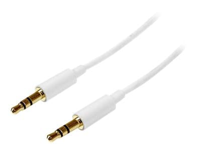 STARTECH.COM - Startech 1m White Slim 3.5mm Stereo Audio Cable - 3.5mm Audio Aux Stereo - Male to Male Headphone Cable - 2x 3.5mm Mini Jack (M) White (MU1MMMSWH) - audio cable - 1 m