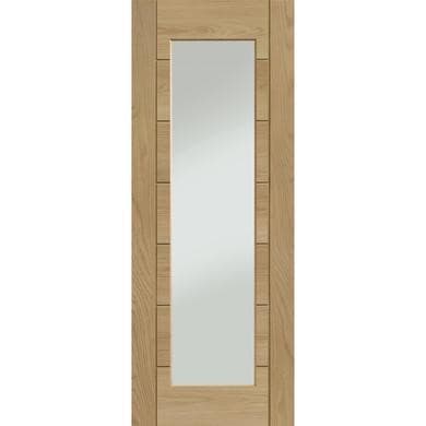 Internal Oak Fully-Glazed Door with Clear Glass - Pre-Finished - 2040 x 926 x 40mm - Palermo Premium - XL Joinery