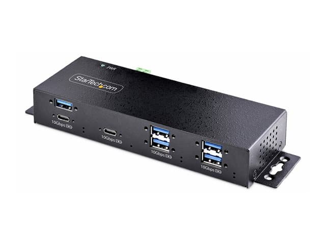 STARTECH.COM - Startech 7-Port Industrial USB Hub 10Gbps Hub, Metal, Mountable, TAA - Hub - industrial - 7 x USB 3.2 Gen 2 - desktop, rack-mountable, DIN rail mountable - TAA Compliant