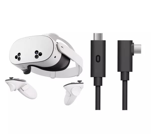 META Quest 3S Virtual Reality Headset 128 GB & Quest Link Cable USB Type-C Bundle