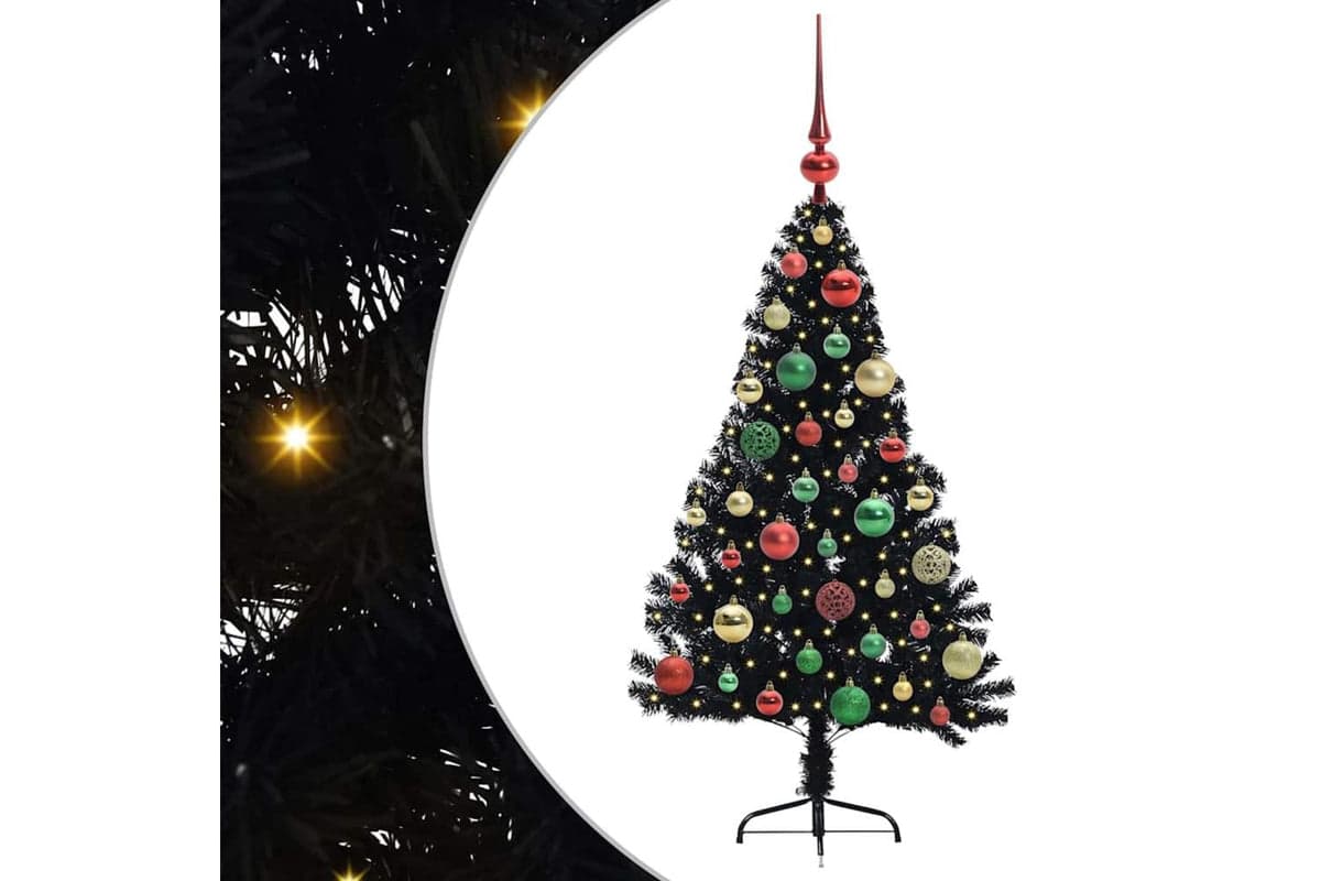 Vidaxl Artificial Pre-lit Christmas Tree Black 120 Cm Pvc