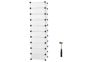 Songmics 10 Cubes Shoe Rack | White & Semitransparent