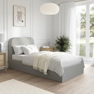 ONLY OPENED - Grey Fabric Single Ottoman Bed Frame - Zara