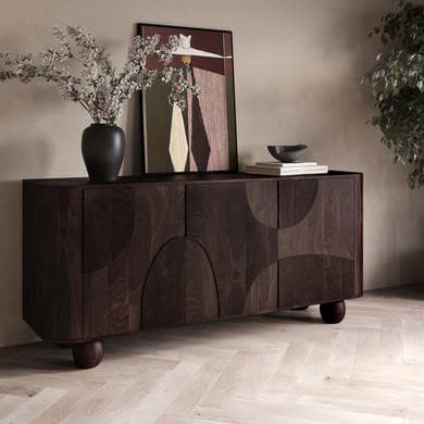Large Walnut Effect Sideboard with Ball Feet - Ivan