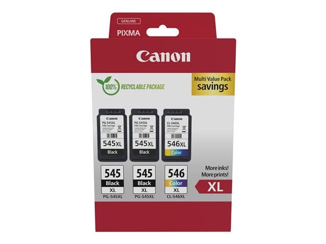 CANON - PG-545XL x2 /CL-546XL Multi Pack - 3-pack - High Yield - black, colour (cyan, magenta, yellow) - original - ink cartridge
