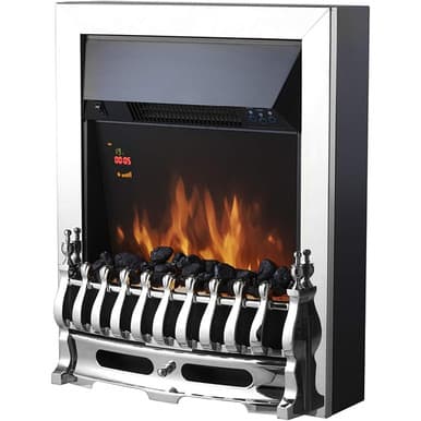 Warmlite WL45048 Whitby 2KW Electric Fire Inset with Remote Control | Chrome | WL45048