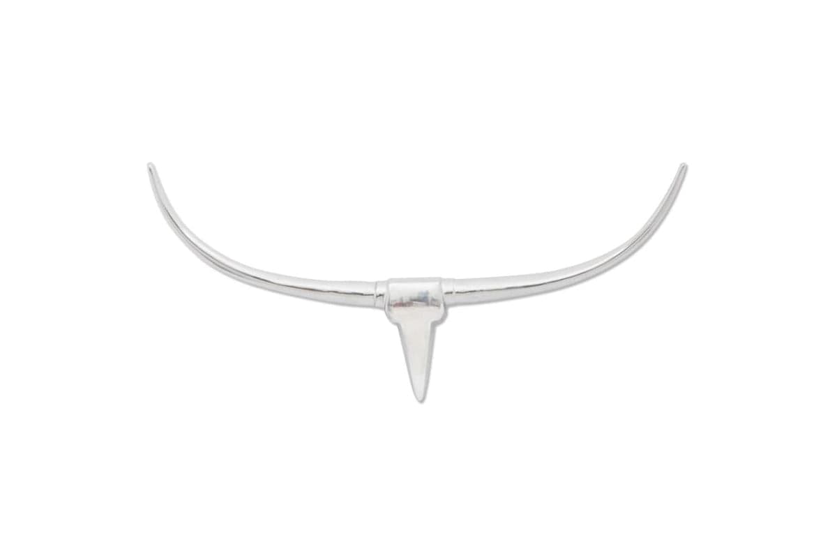 Wall Mounted Aluminium Bulls Head | Silver | 96 x 10 x 44 cm