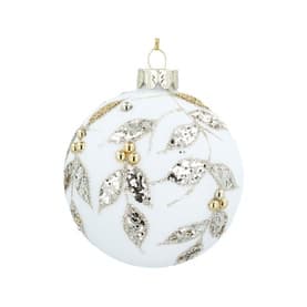 Glitter Leaf Glass Tree Decoration 8cm