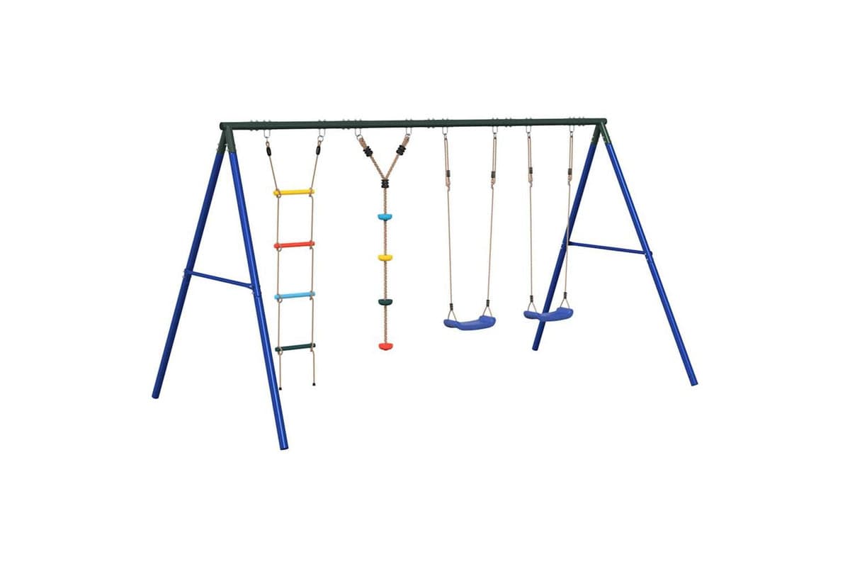 vidaXL 3283613 Outdoor Swing Set With Swings. Ladder. Disc Swing