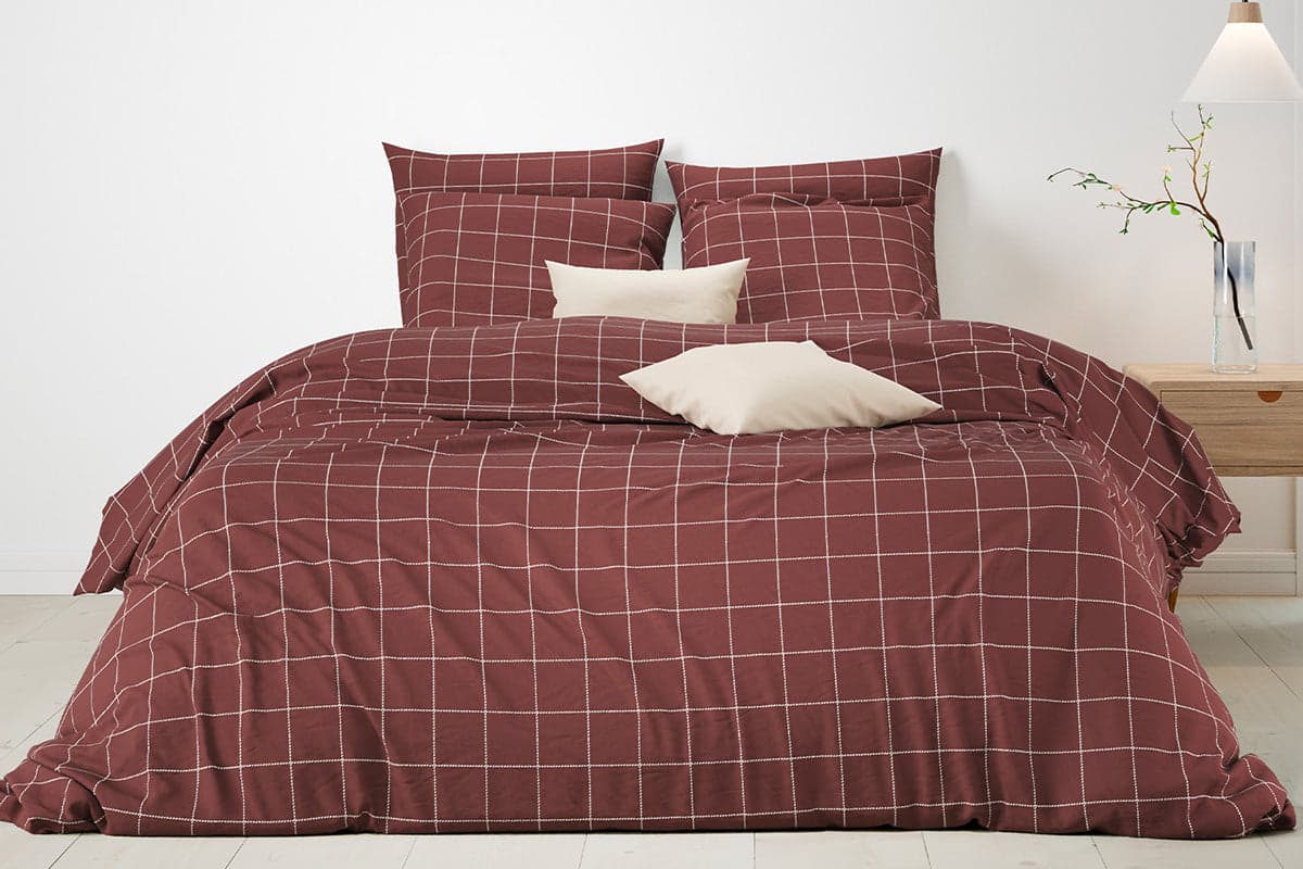 Mistral Home | Oslo Duvet Cover Set | Burgundy/White | Double