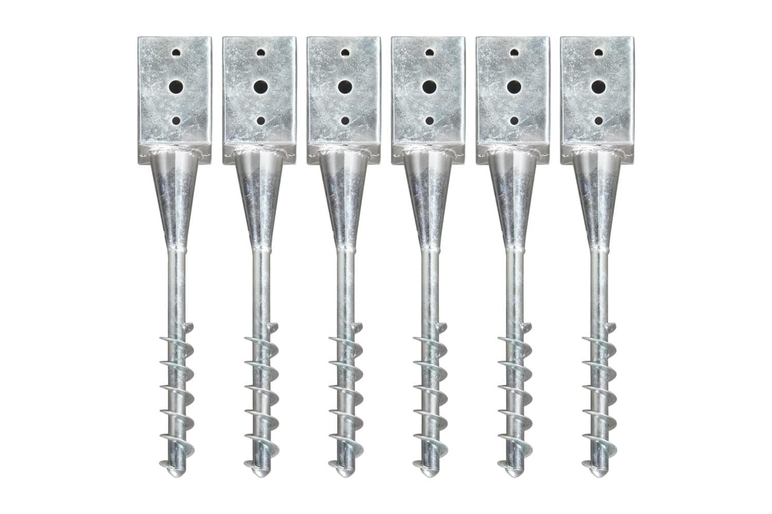 vidaXL 145440 Ground Spikes 6 Pcs Silver 9x9x56cm Galvanised Steel