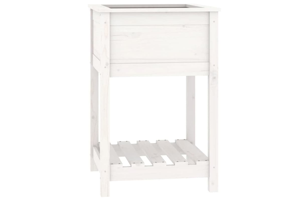 vidaXL 823774 Planter With Shelf White 54x54x81cm Solid Wood Pine