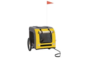 Vidaxl 93840 Pet Bike Trailer Yellow And Grey Oxford Fabric&iron