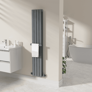 Anthracite Designer Wall-Mounted Towel Holder for Steel & Electric Radiators - 320mm