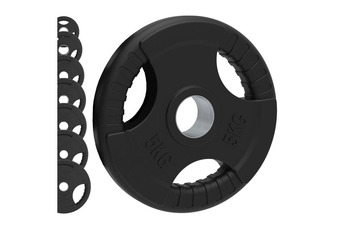 Olympic Tri-grip Rubber Weight Plates Black Pairs Sets 2.5 Kg Pair