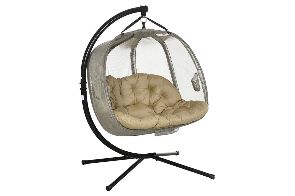 Outsunny 2 Seaters Hanging Egg Chair with Cushion | Multi