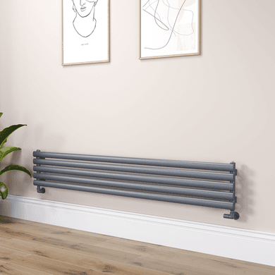 Sorrento Linea Dark Grey Anthracite Oval Designer Radiator 295x1800mm Single Panel 2126 BTU - Horizontal Bars