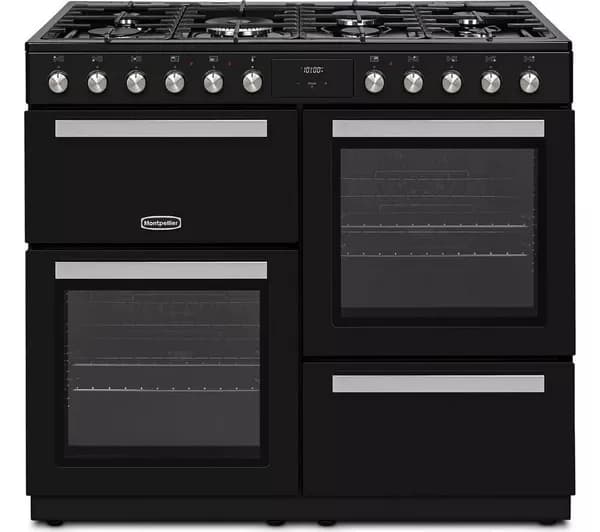 MONTPELLIER MDFRC100K 100 cm Dual Fuel Range Cooker - Black & Chrome