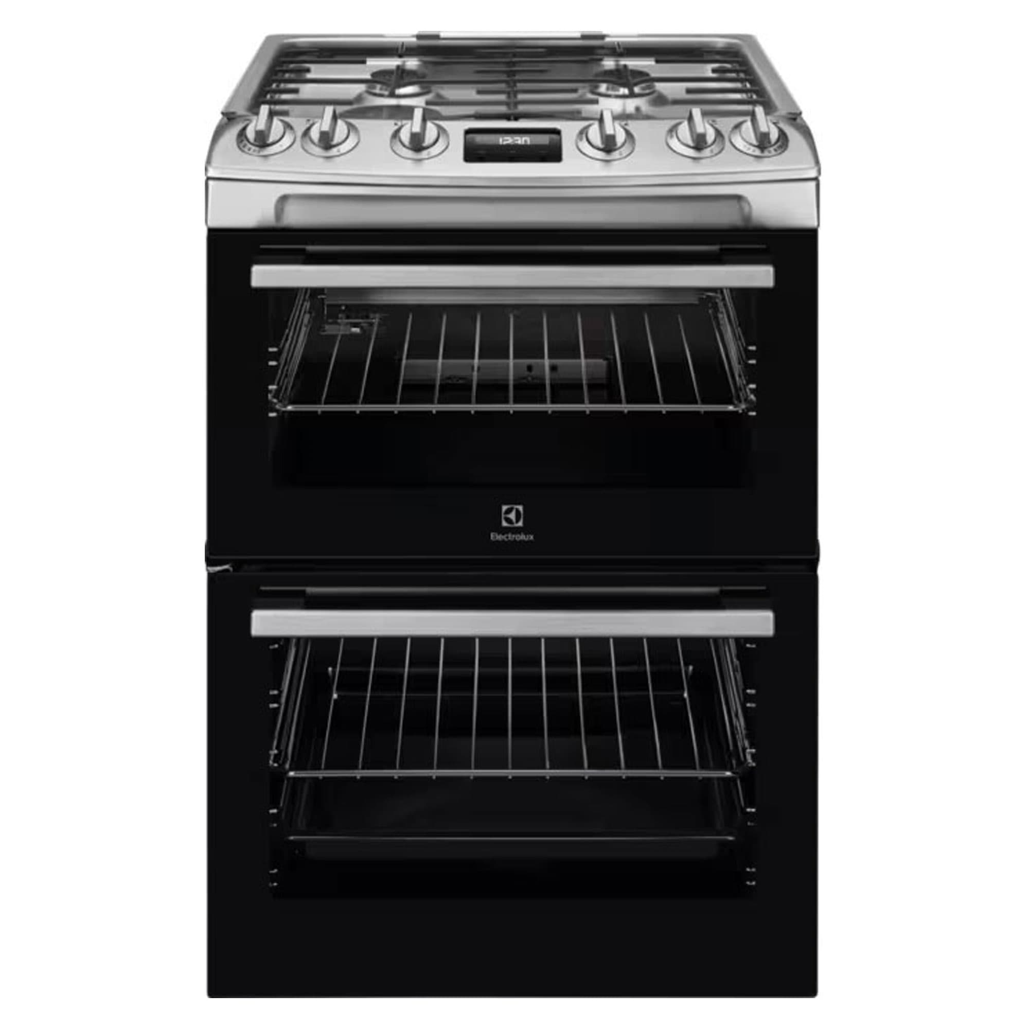 60cm Double Oven Cooker Gas Hob Stainless Steel