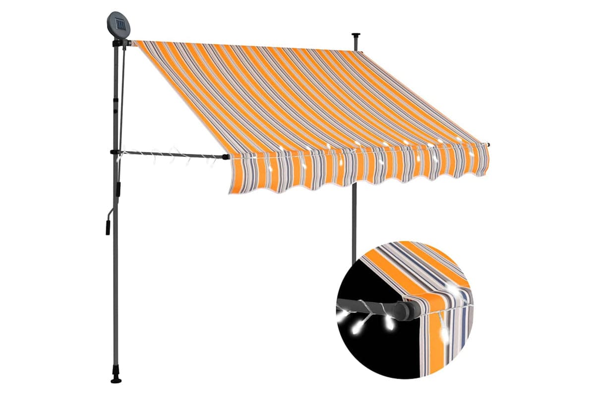 vidaXL 145850 Manual Retractable Awning With Led 200cm Yellow And Blue
