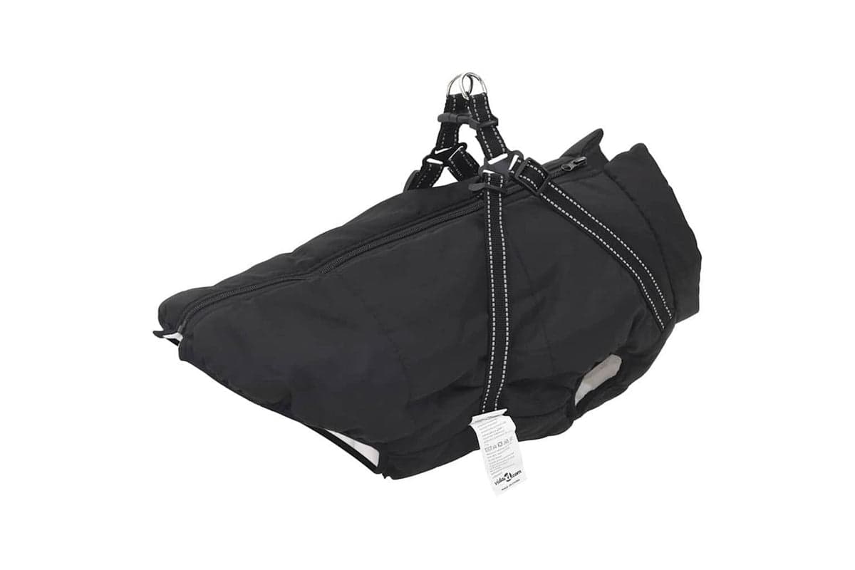 Vidaxl Dog Coat With Harness Black 4xl Fleece And Polyester