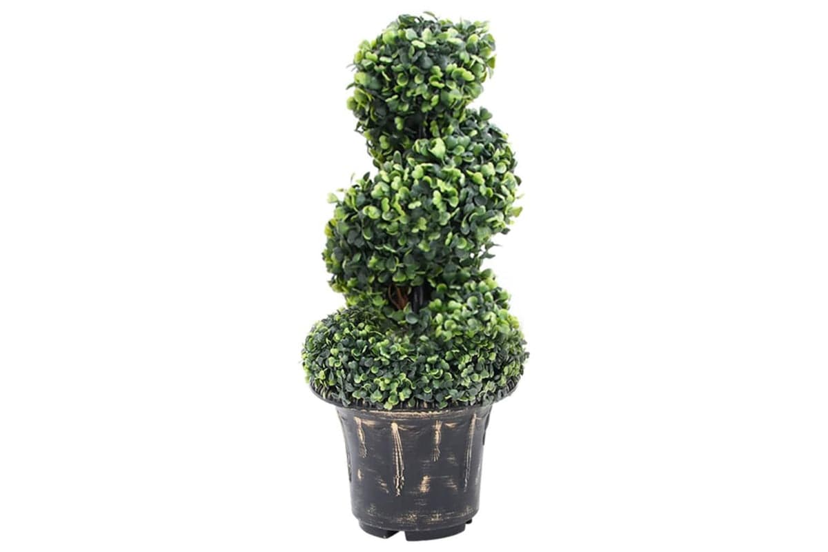 Artificial Boxwood Spiral Plant With Pot Green 59 Cm