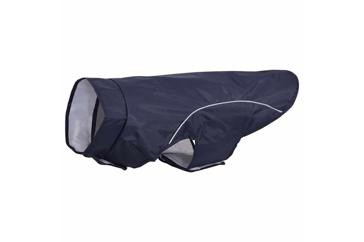 Dog Raincoat With Reflective Strips Polyester Navy Blue Xl