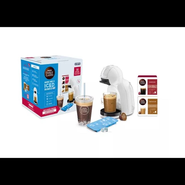 DeLonghi Nescafé Dolce Gusto Mini Me 2 Ice Bundle Coffee Machine | White | EDG335.W2CAPS