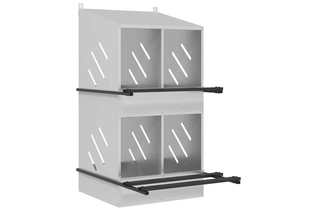 Vidaxl Chicken Nesting Box With 4 Compartments Galvanized Silver Metal