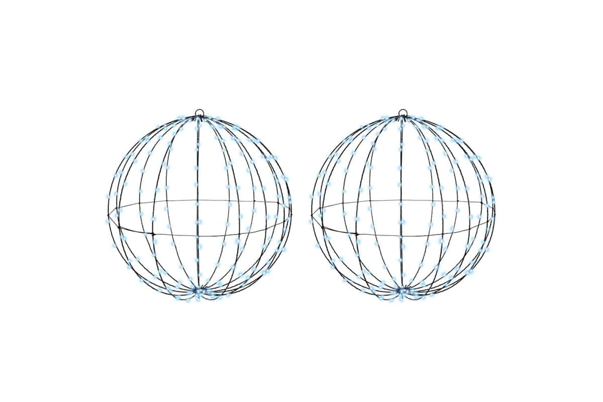 Vidaxl Ball With 384 Leds 2 Pcs Cold White 60 Cm Metal