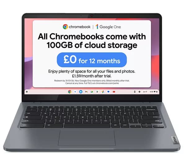LENOVO IdeaPad Slim 3 14" Chromebook & Sleeve - Intel® Core™ i3, 128 GB eMMC, Storm Grey