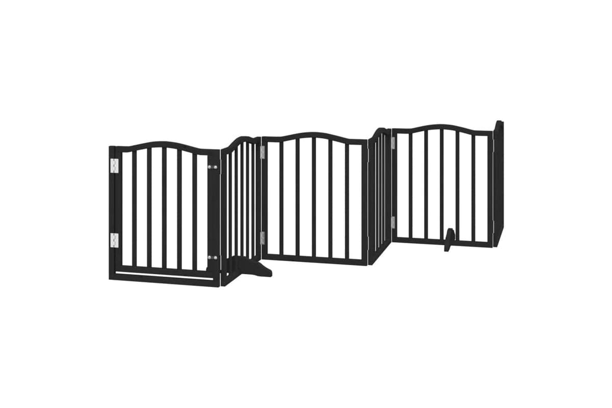 Vidaxl Dog Gate With Door Foldable 6 Panels Black 300 Cmpoplar Wood