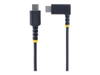 STARTECH.COM - StarTech 1ft (30cm) USB C Charging Cable Right Angle, 60W PD 3A, Heavy Duty Fast Charge USB-C Cable, USB 2.0 Type-C, Durable and Rugged Aramid Fiber, S20/iPad/Pixel - High Quality USB Charging Cord (R2CCR-30C-USB-CABLE) - USB cable - USB-C (M) straight to