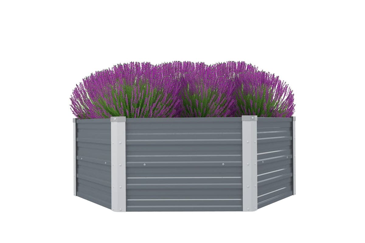 Vidaxl Raised Garden Bed 129x129x46 Cm Galvanised Steel Grey