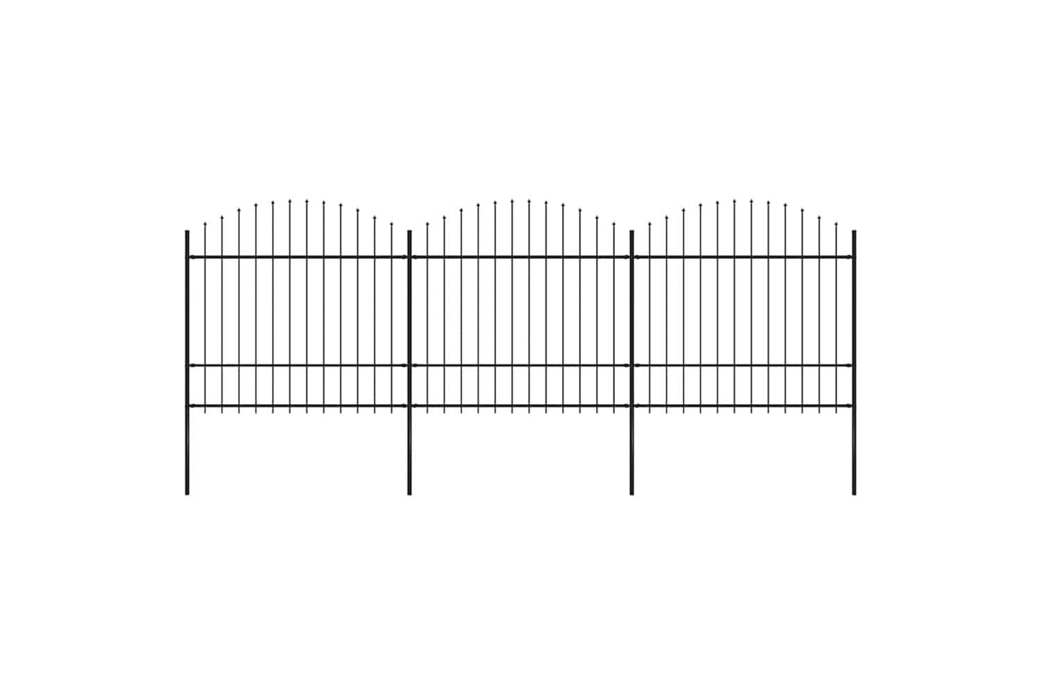 Vidaxl 277741 Garden Fence With Spear Top Steel (1.5-1.75)x5.1 M Black