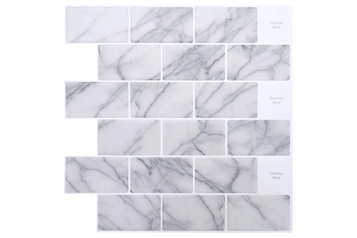 Vidaxl Subway Tile 20 Pcs White Marble 30 X 30 Cm Polyurethane And Pet
