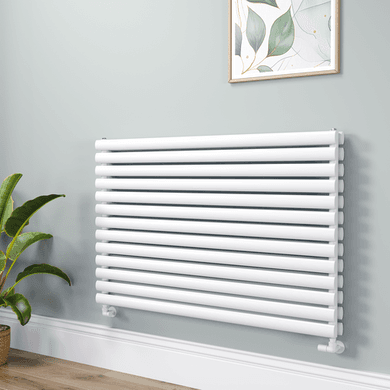 Sorrento Linea White Oval Designer Radiator 767x1200mm Double Panel 5659 BTU - Horizontal Bars