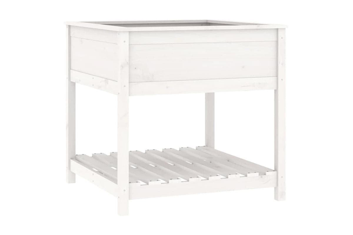 vidaXL 823795 Planter With Shelf White 82.5x82.5x81cm Solid Wood Pine