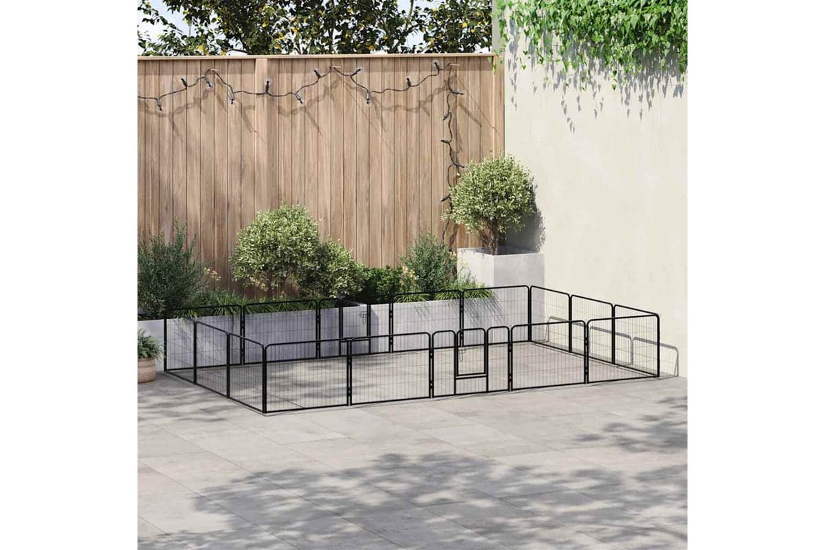 vidaXL 275492 Dog Playpen 16 Panels Steel 60x80cm Black
