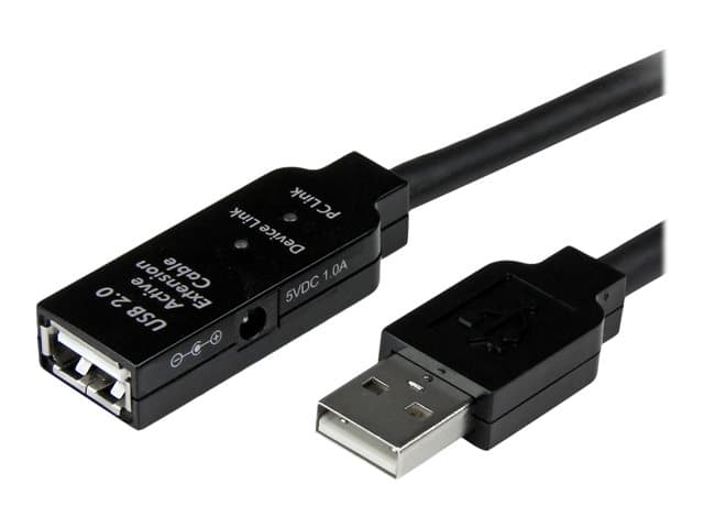 STARTECH.COM - StarTech 5m USB 2.0 Active Extension Cable M/F - 5 meter USB A Male to USB A Female USB 2.0 Repeater / Extender Cable - Black - 15ft (USB2AAEXT5M) - USB extension cable - USB (F) to USB (M) - USB 2.0 - 5 m - active - black - for P/N: LTUB1MBK, SVA5H2NEUA,