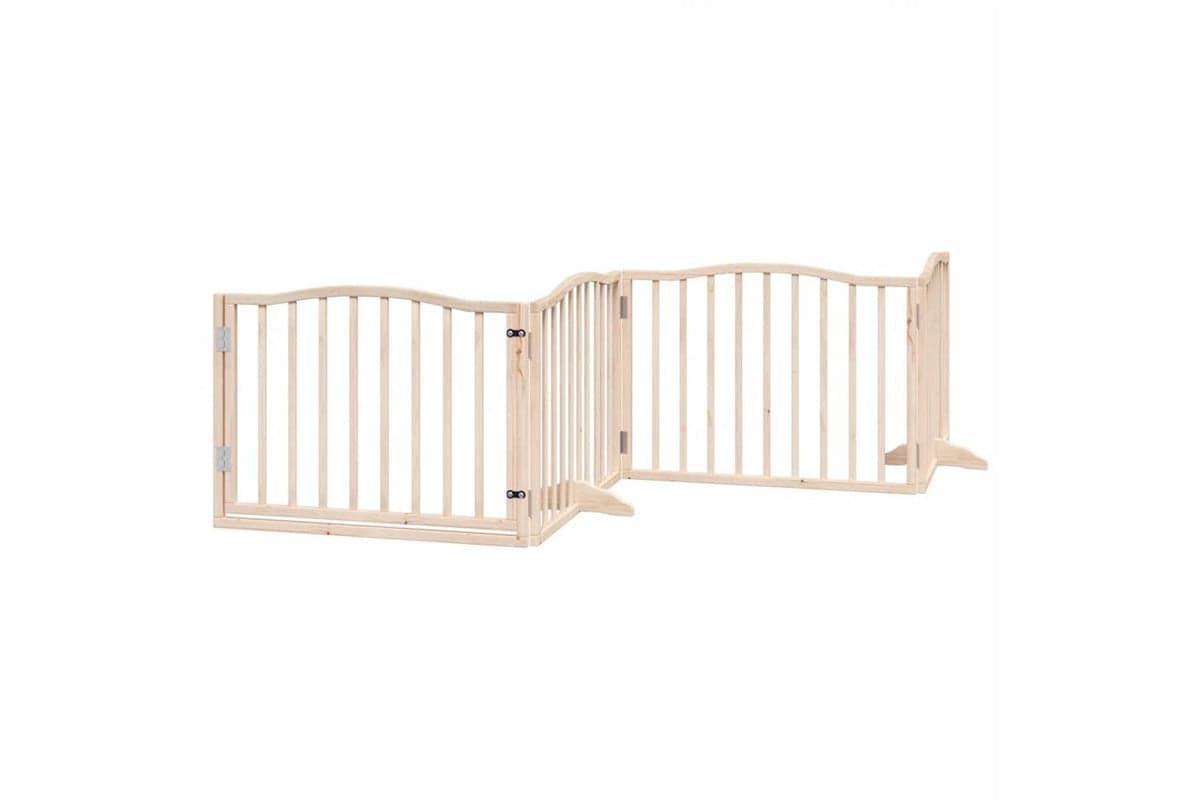 Vidaxl Dog Gate With Door Foldable 4 Panels 320 Cm Poplar Wood