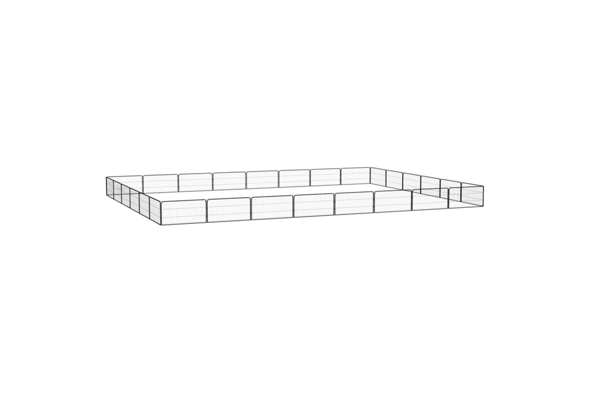 vidaXL 3115972 28-panel Dog Playpen Black 100x50cm Powder-coated Steel