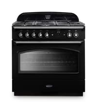 Rangemaster Classic FX 90cm Dual Fuel Range Cooker - Black with Chrome Trim | CLAS90FXDFFBL/C