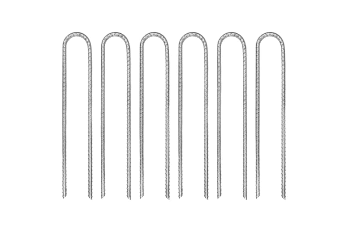 vidaXL 4009345 Tent Pegs 6 Pcs U-shaped 30cm x 7mm Galvanised Steel