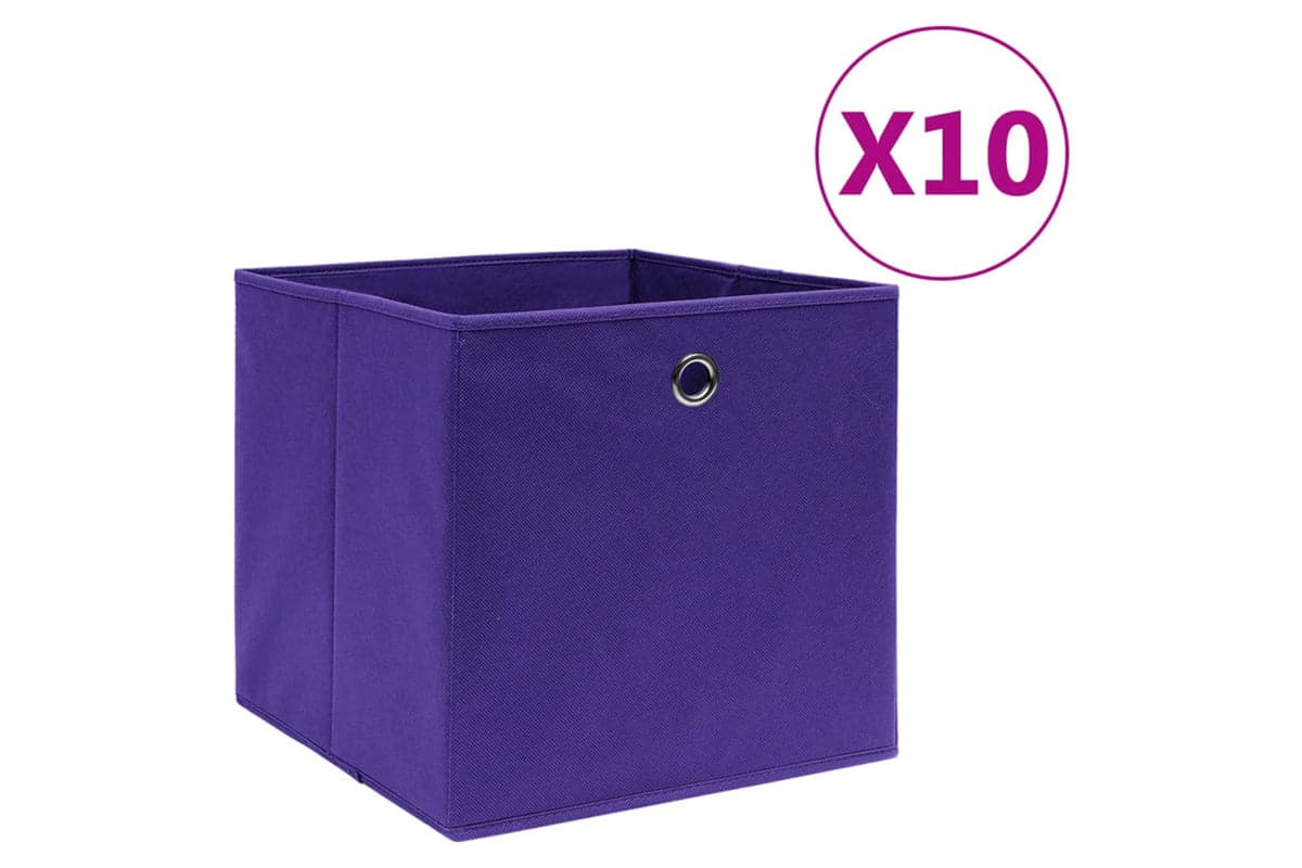 vidaXL 325213 Storage Boxes 10 Pcs Non-woven Fabric 28x28x28cm Purple