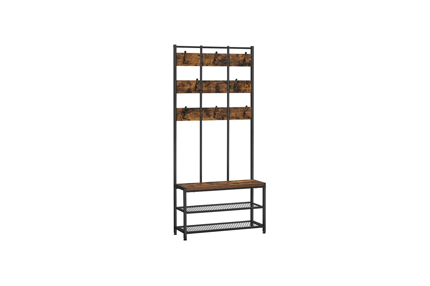 Vasagle Coat Rack Entryway Organizer | Rustic Brown & Black