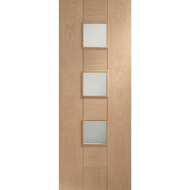 XL Joinery Internal Oak 3-Light Door with Frosted Glass
